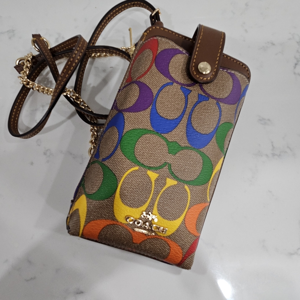 COACH Rainbow Crossbody Phone Clutch